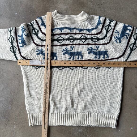 VINTAGE SIGALLO KNIT SWEATER 80S MEDIUM CHRISTMAS WINTER MOOSE - Picture 3 of 5